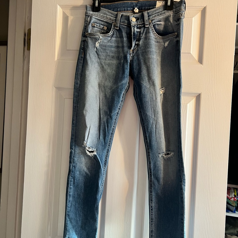 Rag and bone skinny ripped jeans